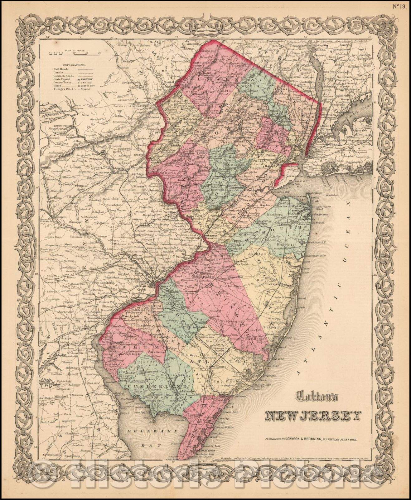 Historic Map - Colton's New Jersey, 1860, Joseph Hutchins Colton v1