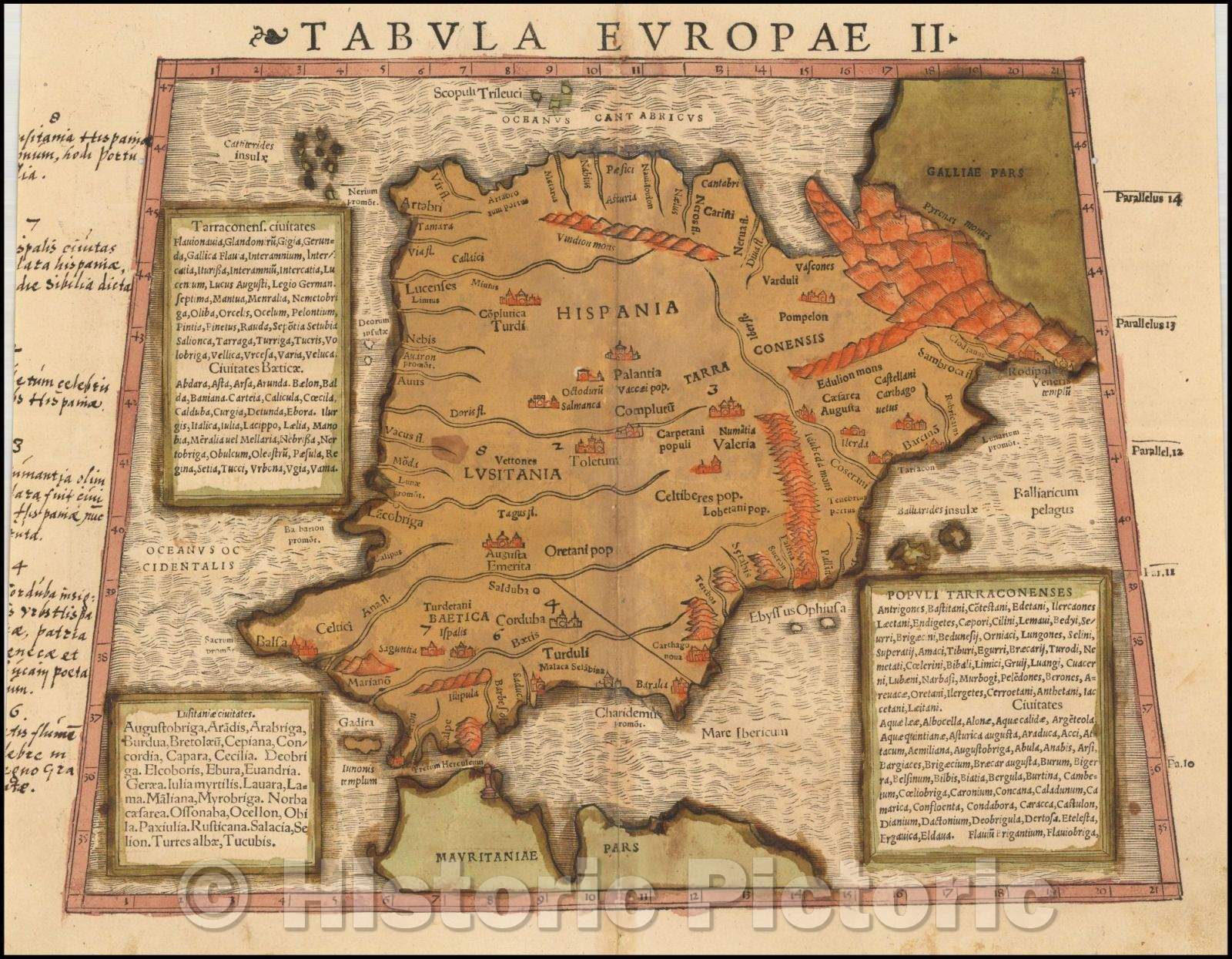 Historic Map - Tabula Europae II Spain & Portugal, 1540, Sebastian M?nster - Vintage Wall Art