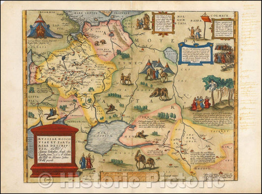Historic Map - Russiae, Moscoviae et Tartariae Descriptio Auctore Antonio Ienkensono Anglo edita Londini 1562, 1570, Abraham Ortelius - Vintage Wall Art