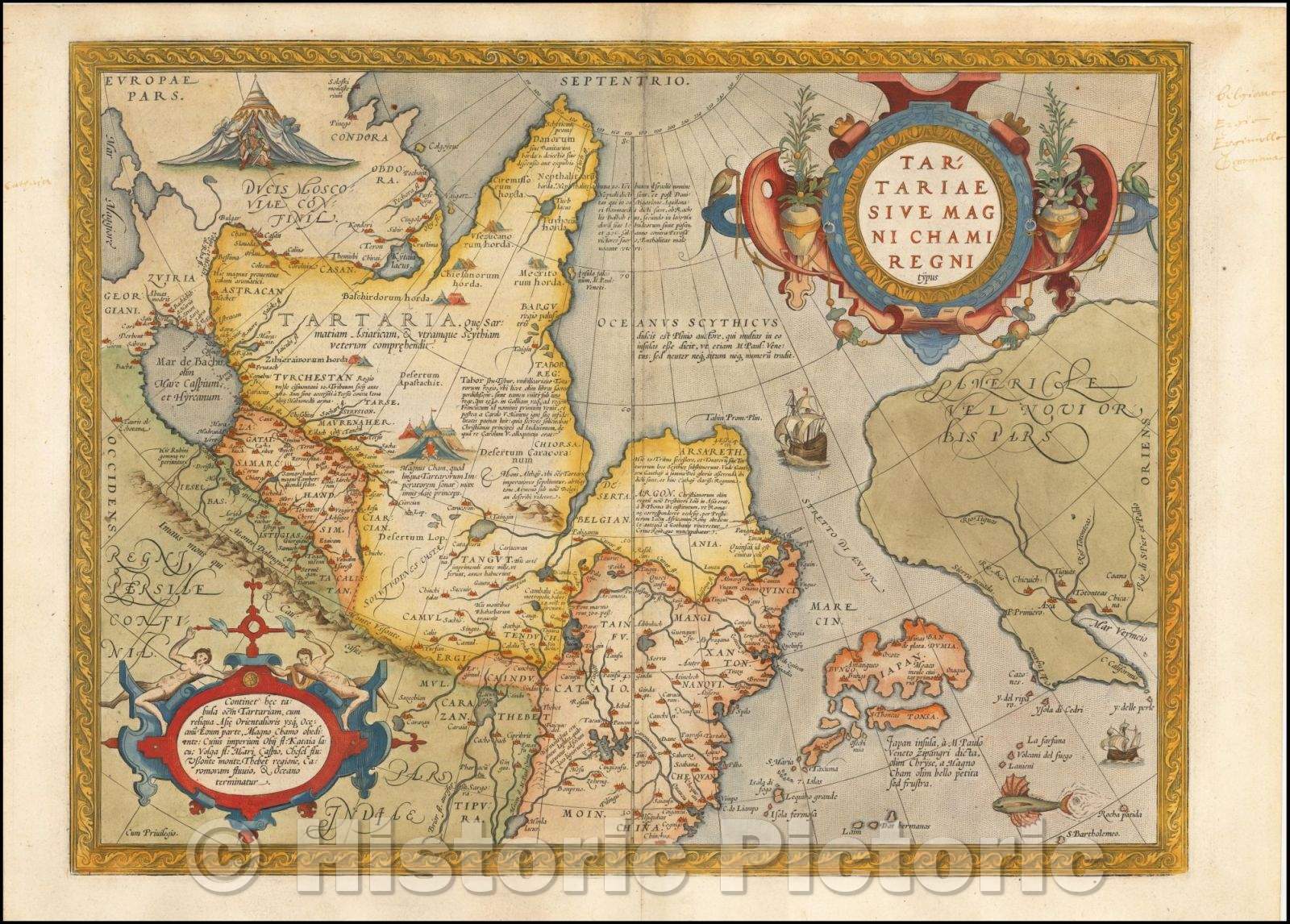 Historic Map - Tartariae Sive Magni Chami Regni typus, 1574, Abraham Ortelius - Vintage Wall Art
