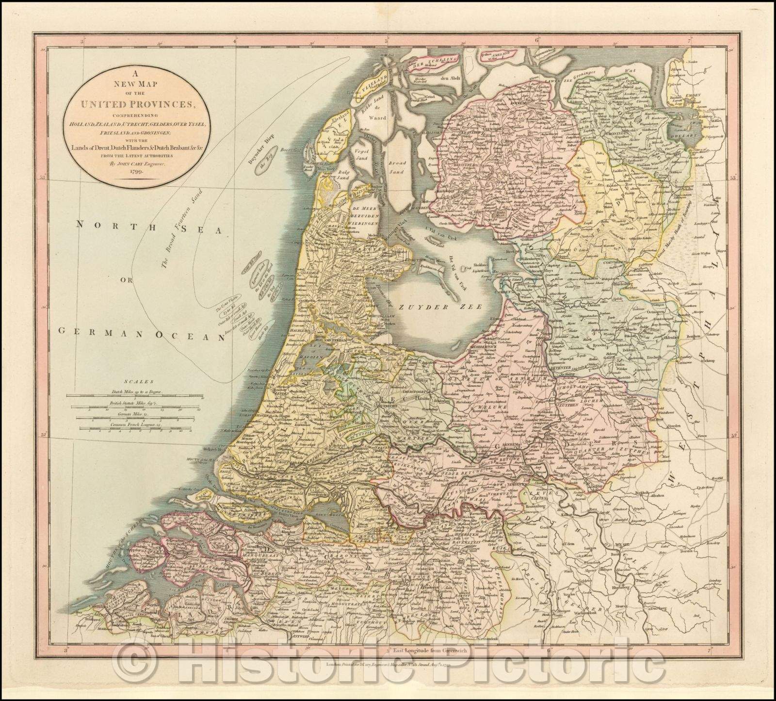 Historic Map - The United Provinces, Comprehending Holland, Zealand, Utrecht, Gelders, Over Yssel, Friesland and Groningen; with the Lands of Drent, Dut, 1799 - Vintage Wall Art