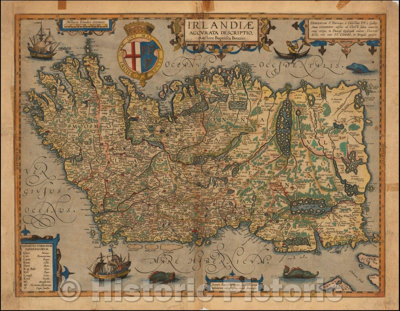 Historic Map - Irlandiae Accurata Descriptio Auctore Baptista Boazio, 1612, Abraham Ortelius v1