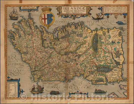 Historic Map - Irlandiae Accurata Descriptio Auctore Baptista Boazio, 1612, Abraham Ortelius v1