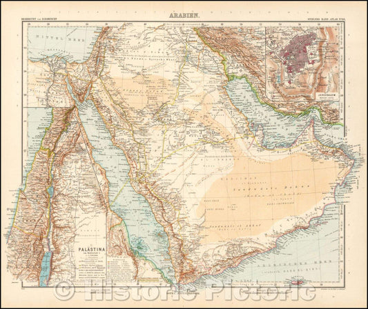 Historic Map - Arabien, 1905, Adolf Stieler - Vintage Wall Art