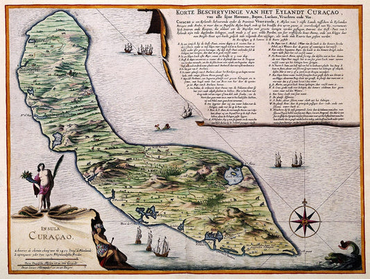 Historic Map - Curacao, an Island of the Dutch West Indies