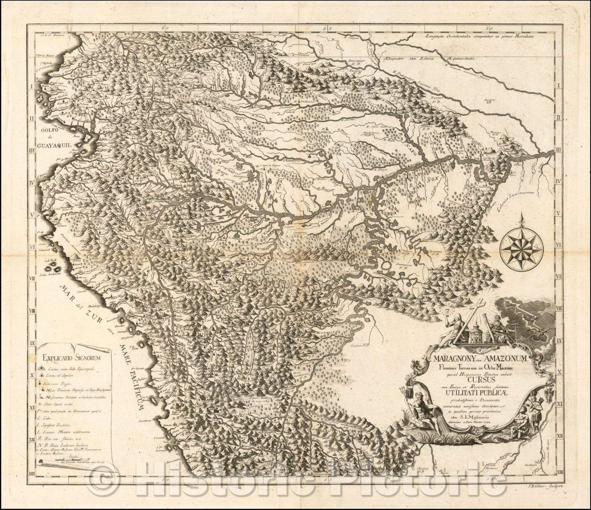 Historic Map - Maragnony sive Amazonum Fluminis Terrarum in Orbe Maximi quo ad Hispanicae, 1784 - Vintage Wall Art