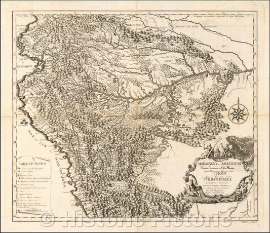 Historic Map - Maragnony sive Amazonum Fluminis Terrarum in Orbe Maximi quo ad Hispanicae, 1784 - Vintage Wall Art