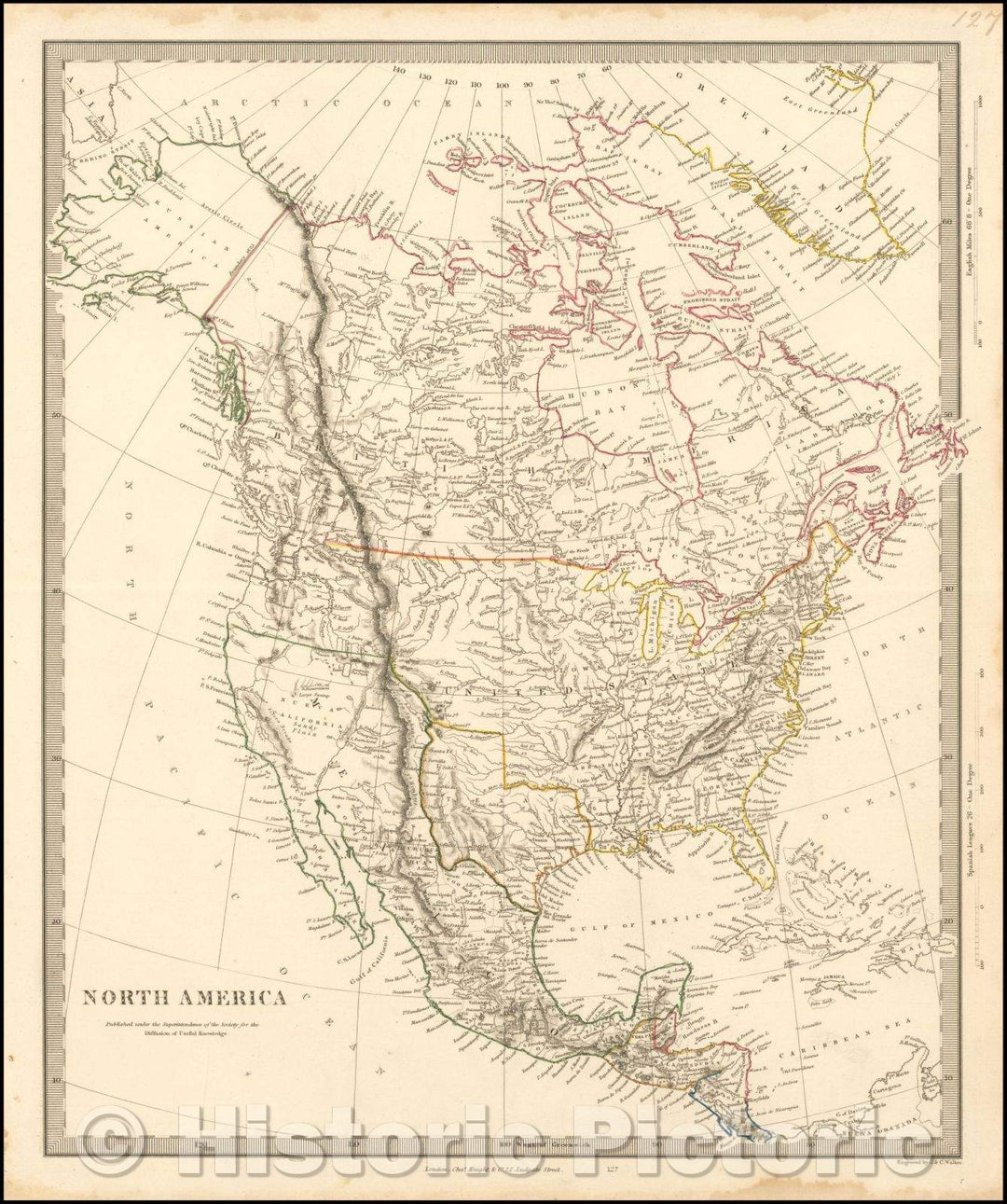 Historic Map - North America (Republic of Texas), 1843, SDUK - Vintage Wall Art