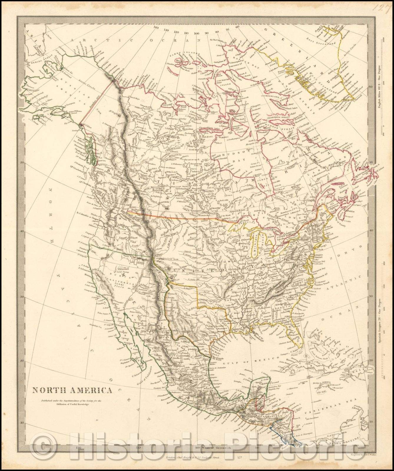 Historic Map - North America (Republic of Texas), 1843, SDUK - Vintage Wall Art