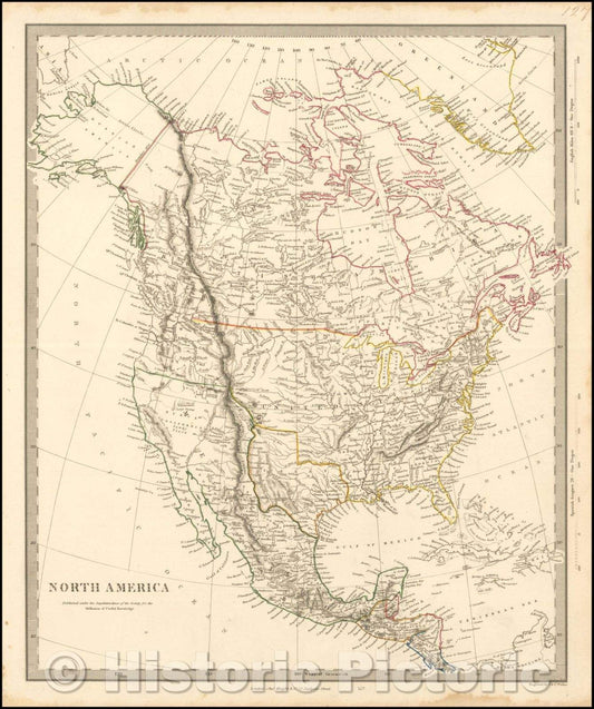 Historic Map - North America (Republic of Texas), 1843, SDUK - Vintage Wall Art