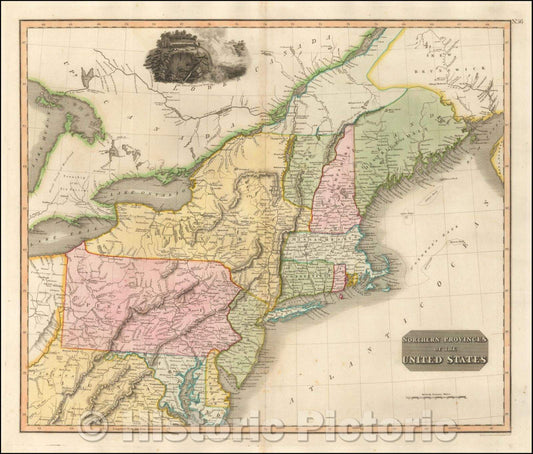 Historic Map - Northern Provinces of the United States, 1817, John Thomson - Vintage Wall Art