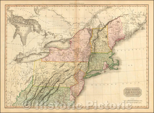 Historic Map - United States of America, Northern Part, 1815, John Pinkerton - Vintage Wall Art