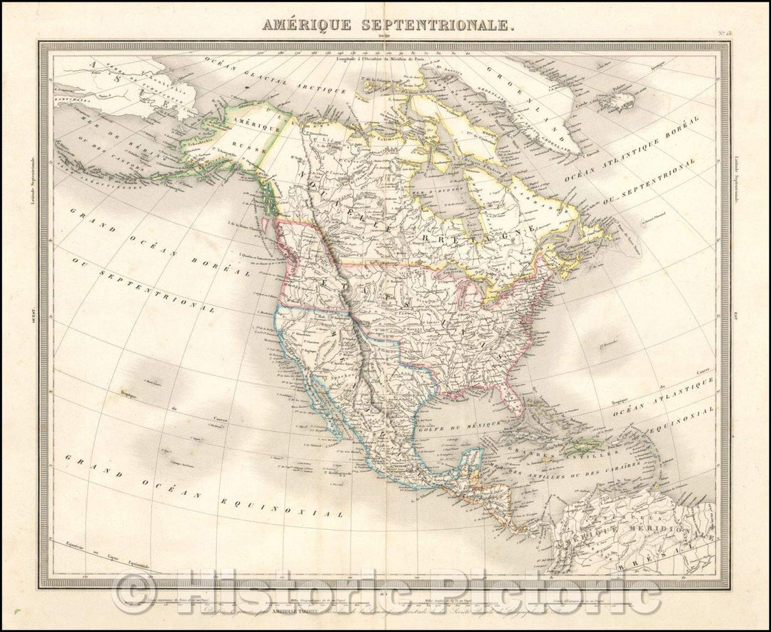Historic Map - Amerique Septentrionale/North America (early information Jedediah Smith), 1835, Ambroise Tardieu - Vintage Wall Art