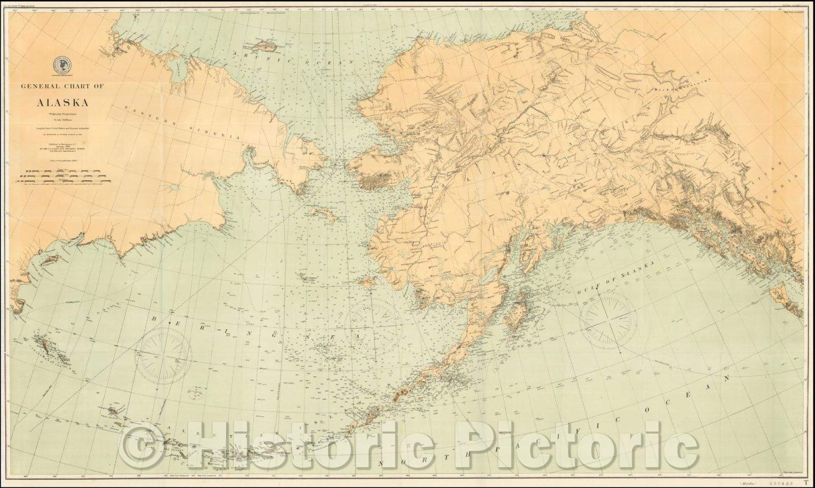 Historic Map - General Chart of Alaska, 1902, U.S. Coast & Geodetic Survey - Vintage Wall Art