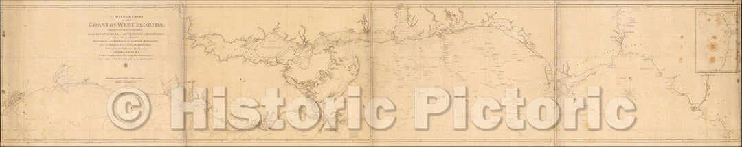 Historic Map - An Accurate Chart of the Coast of West Florida, and the Coast of Louisiana, From Sawaney River, on the West Coast of East Florida, 1823 - Vintage Wall Art