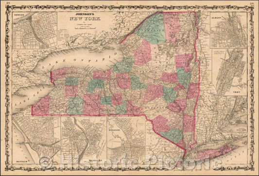 Historic Map - Johnson's New York, 1863, Benjamin P Ward v2