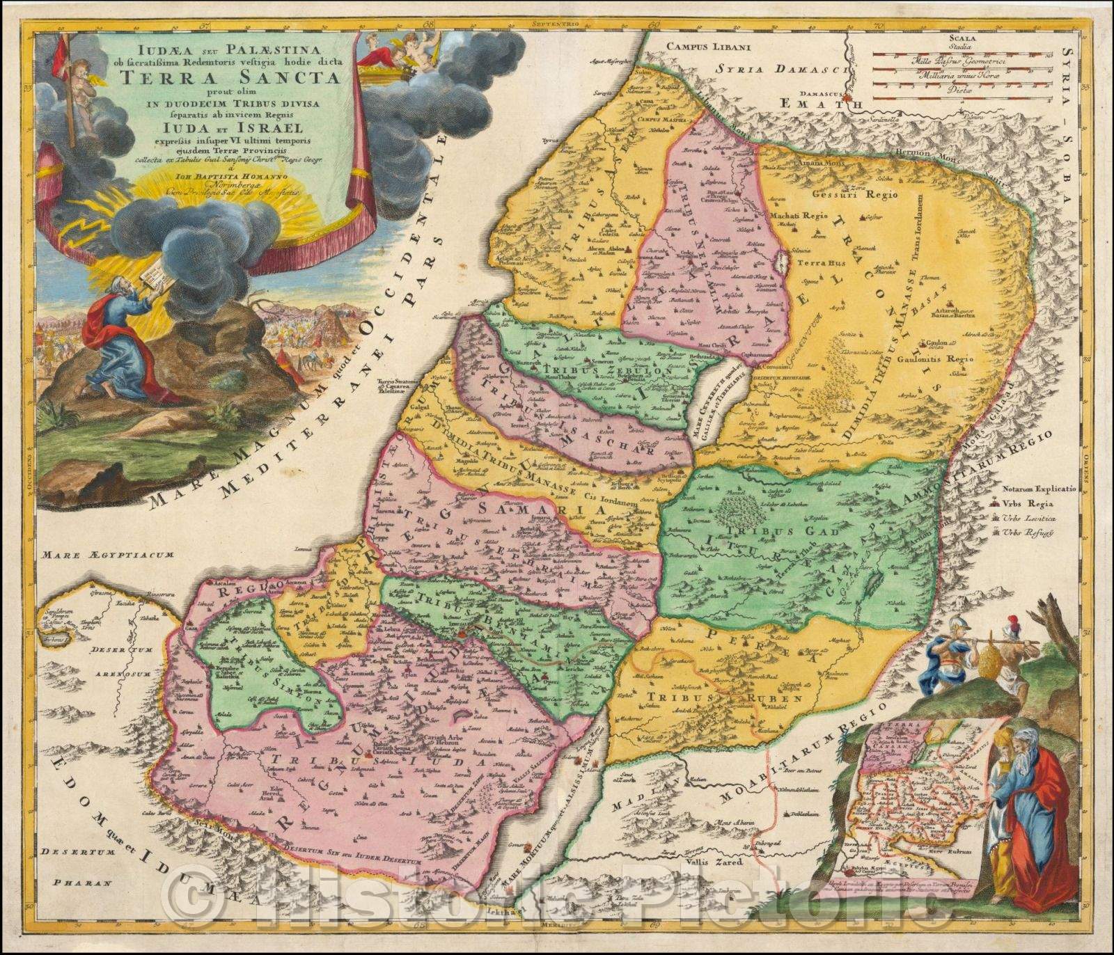 Historic Map - The Holy Land/Iudaea seu Palaestina ob sacratissima Redemtoris vestigia hodie dicta Terra Sancta prout olim In Duodecim Tribus Divisa, 1707 - Vintage Wall Art