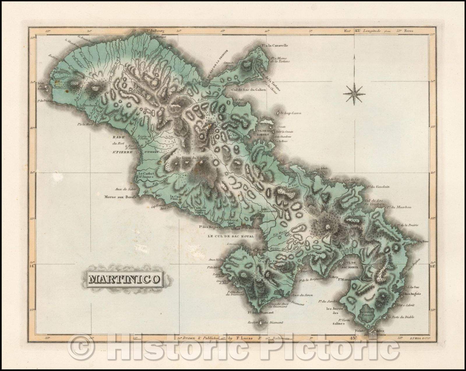 Historic Map - Martinico, 1823, Fielding Lucas Jr. v2