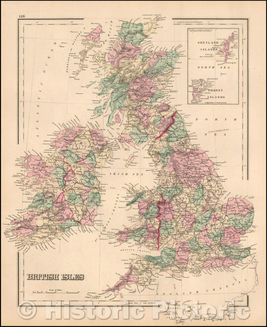Historic Map - British Isles, 1875, O.W. Gray - Vintage Wall Art