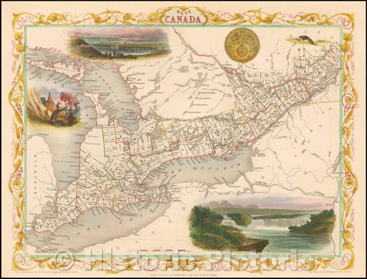 Historic Map - West Canada, 1851, John Tallis v1