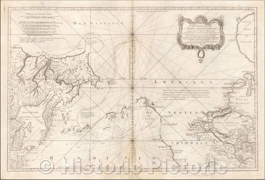 Historic Map - Carte Reduite De L'Ocean Septentrional compris entre l'Asie et l'Amerique Suivant les Decouvertes qui ont ete faites par les Russes, 1766 v3