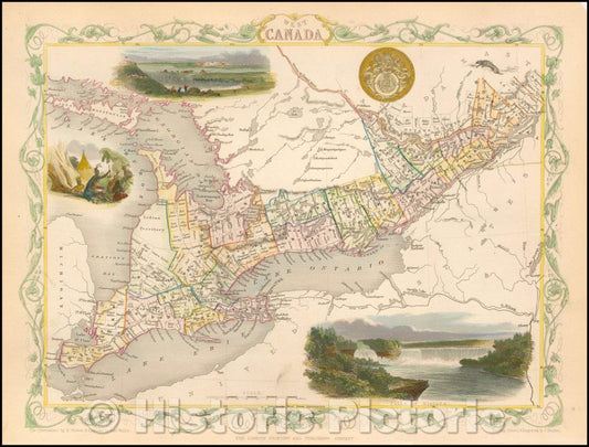 Historic Map - West Canada, 1851, John Tallis v2