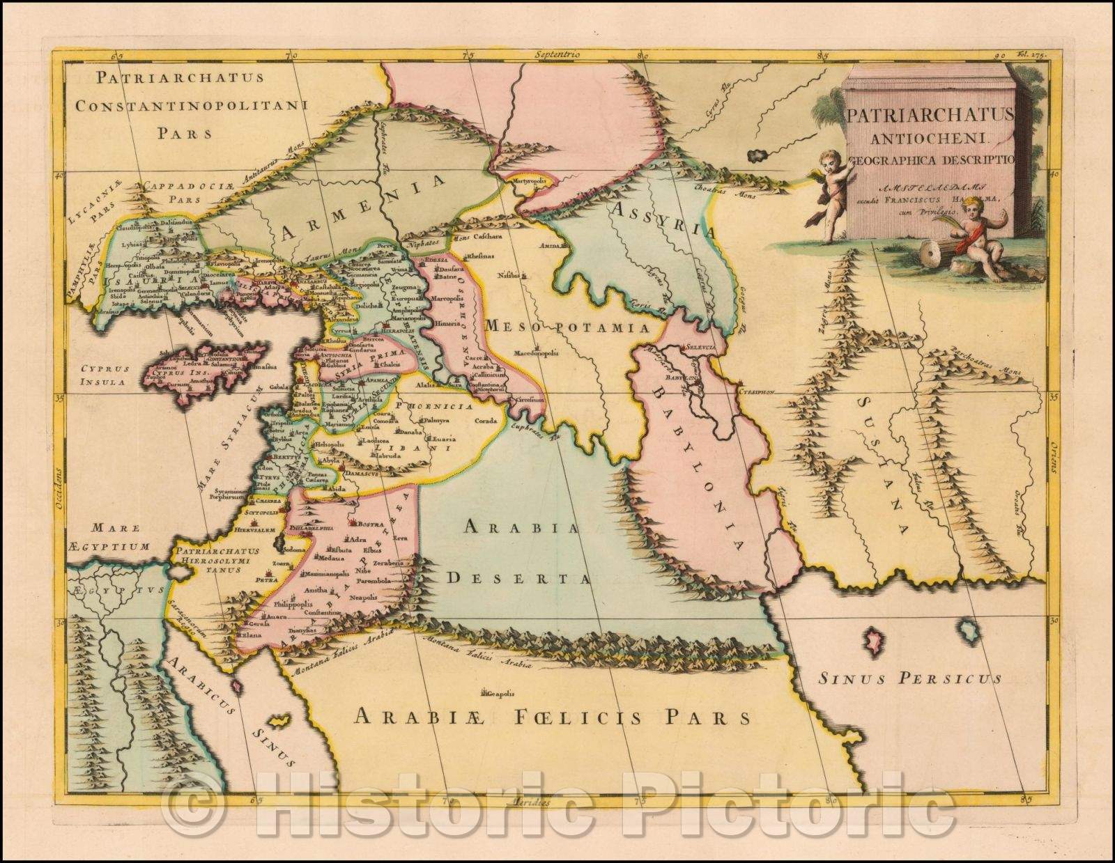 Historic Map - Patriarchatus Antiocheni Geographica Descriptio/The Cradle of Civilization, 1704, Francois Halma - Vintage Wall Art