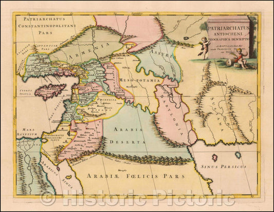 Historic Map - Patriarchatus Antiocheni Geographica Descriptio/The Cradle of Civilization, 1704, Francois Halma - Vintage Wall Art