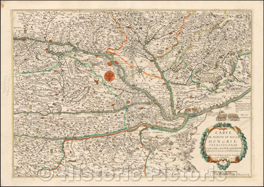 Historic Map - Carte de Haute et Basse Hongrie Transilvanie Sclavonie, Croatie :: Upper and Lower Hungary, Transilvania, Slovenia, Croatia and Dalmatia, 1663 - Vintage Wall Art