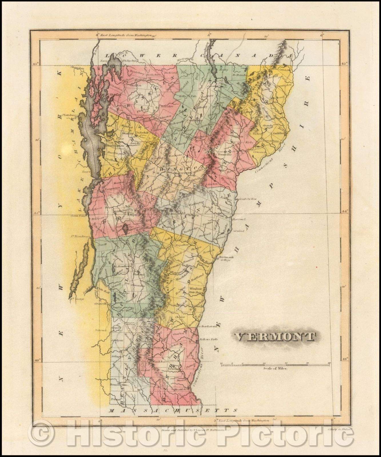 Historic Map - Vermont, 1823, Fielding Lucas Jr. v2