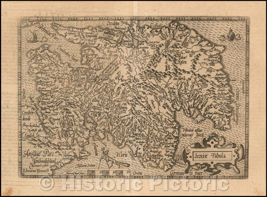 Historic Map - Scotiae Tabula, 1598, Matthias Quad - Vintage Wall Art