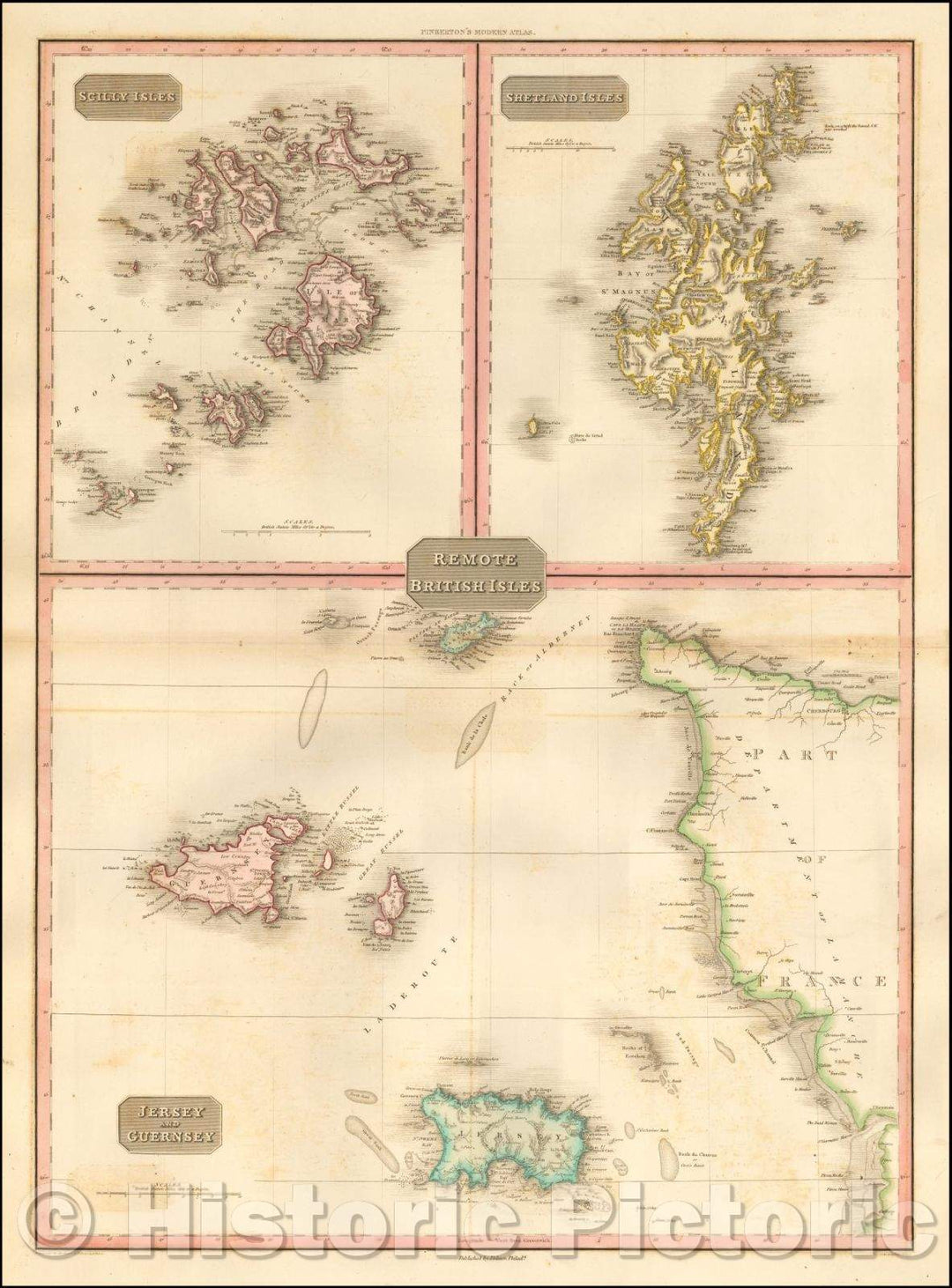 Historic Map - Remote British Isles (Scilly Isles, Shetland Isles, Jersey and Guernsey), 1812, John Pinkerton v2
