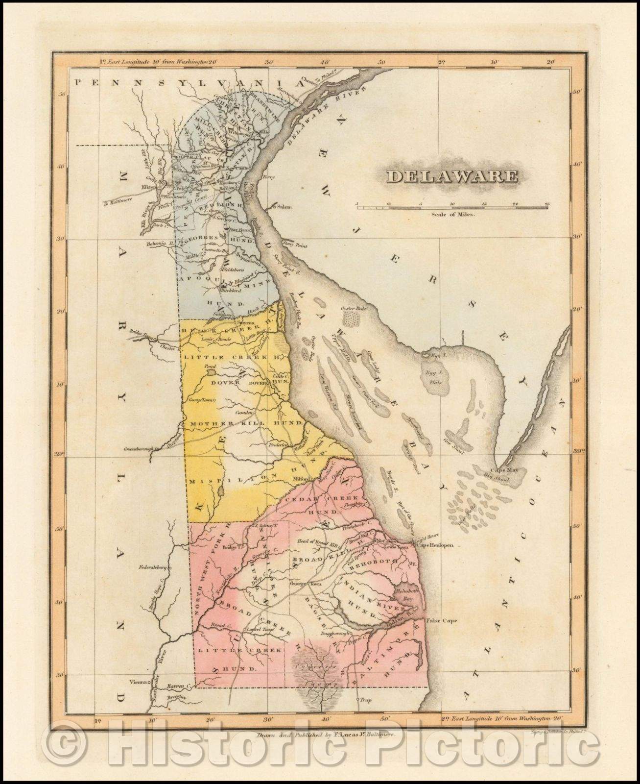 Historic Map - Delaware, 1823, Fielding Lucas Jr. v2