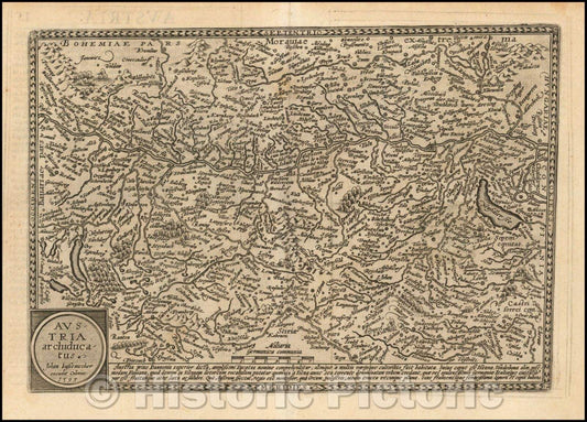 Historic Map - Austria archiducatus/Mercator's Map of Austria, 1600, Matthias Quad - Vintage Wall Art