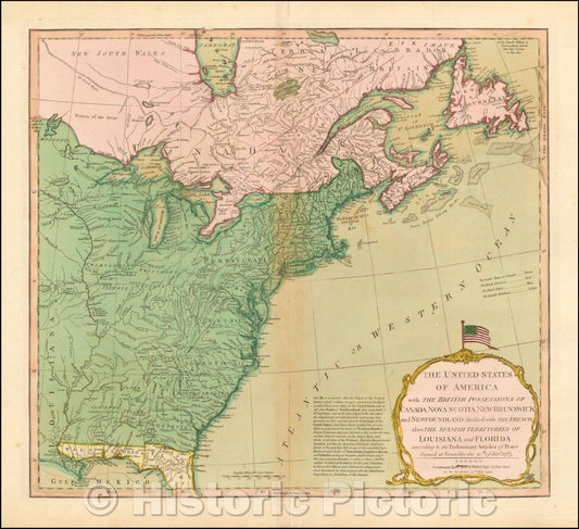 Historic Map - The United States of America with The British Possessions, 1794, Richard Holmes Laurie - Vintage Wall Art