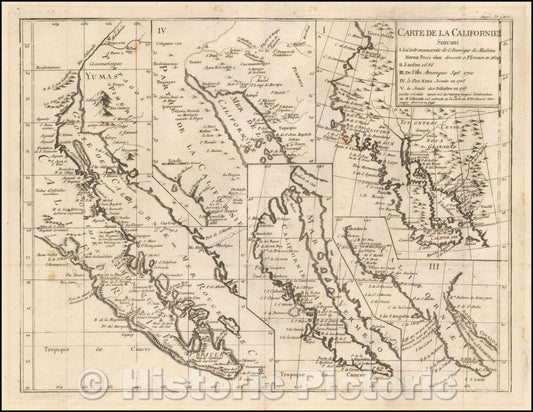 Historic Map - Carte De La Californie Suivant 1. La Carte manuscrite de l'Americque de Mathieu Neron Pecci olen dressee a Florence, 1772, Denis Diderot v1