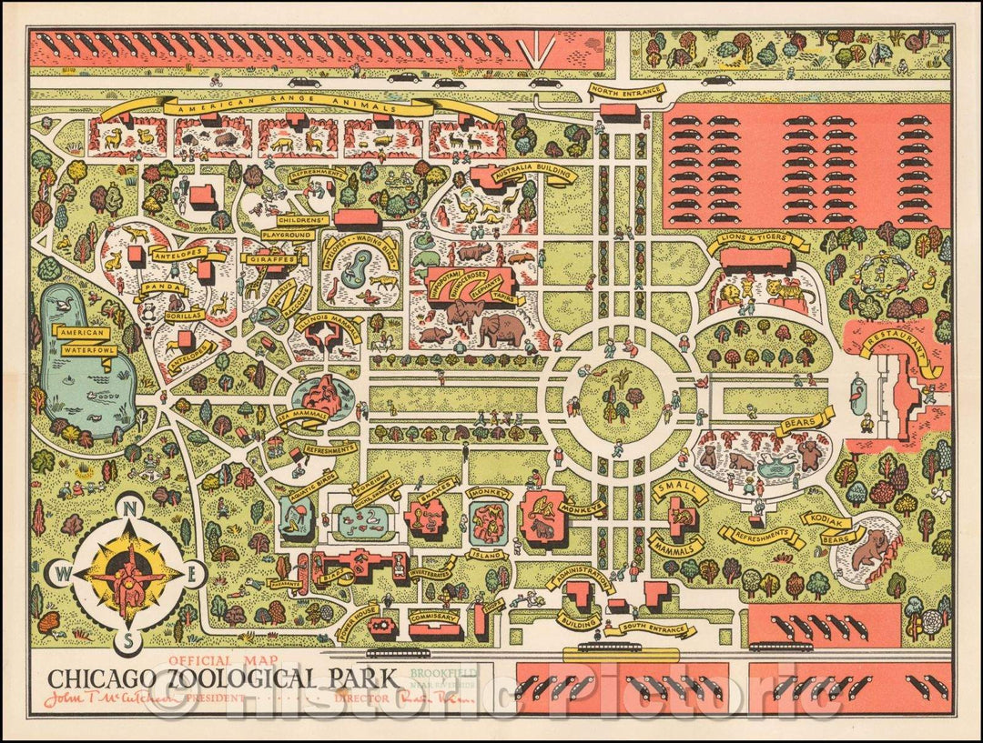 Historic Map - Official Map Chicago Zoological Park, 1935, Anonymous v1