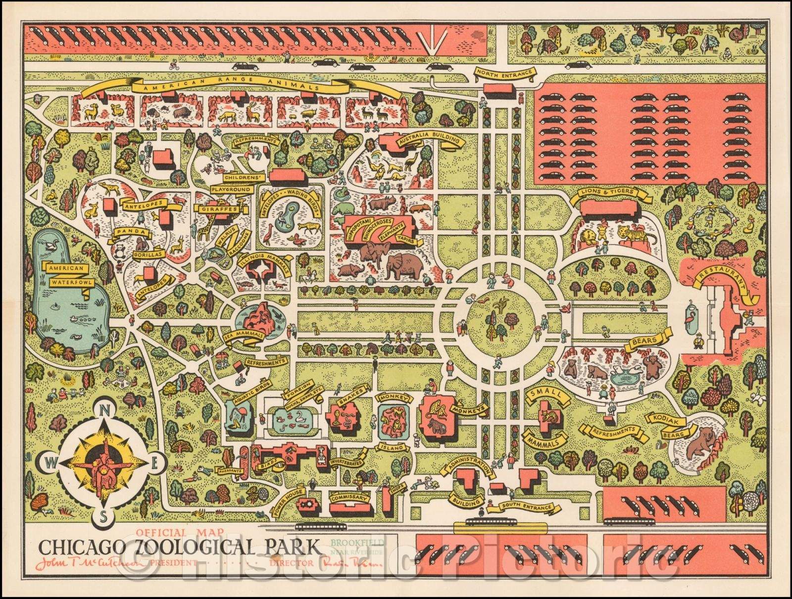 Historic Map - Official Map Chicago Zoological Park, 1935, Anonymous v1