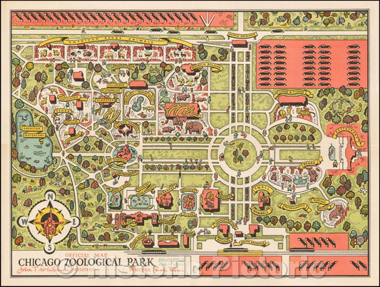 Historic Map - Official Map Chicago Zoological Park, 1935, Anonymous v1