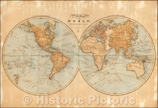 Historic Map - Hand, 1816, Phebe Phillips - Vintage Wall Art