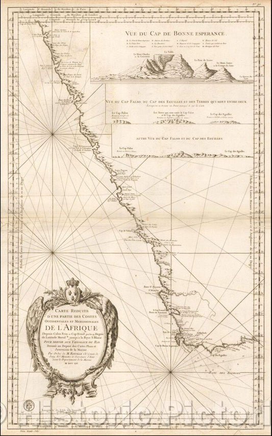 Historic Map - Carte Reduite d'une Partie des Costes Occidentales et Meridionales de l'Af :: West Costes and southern Africa from Cabo Frio an, 1753 - Vintage Wall Art