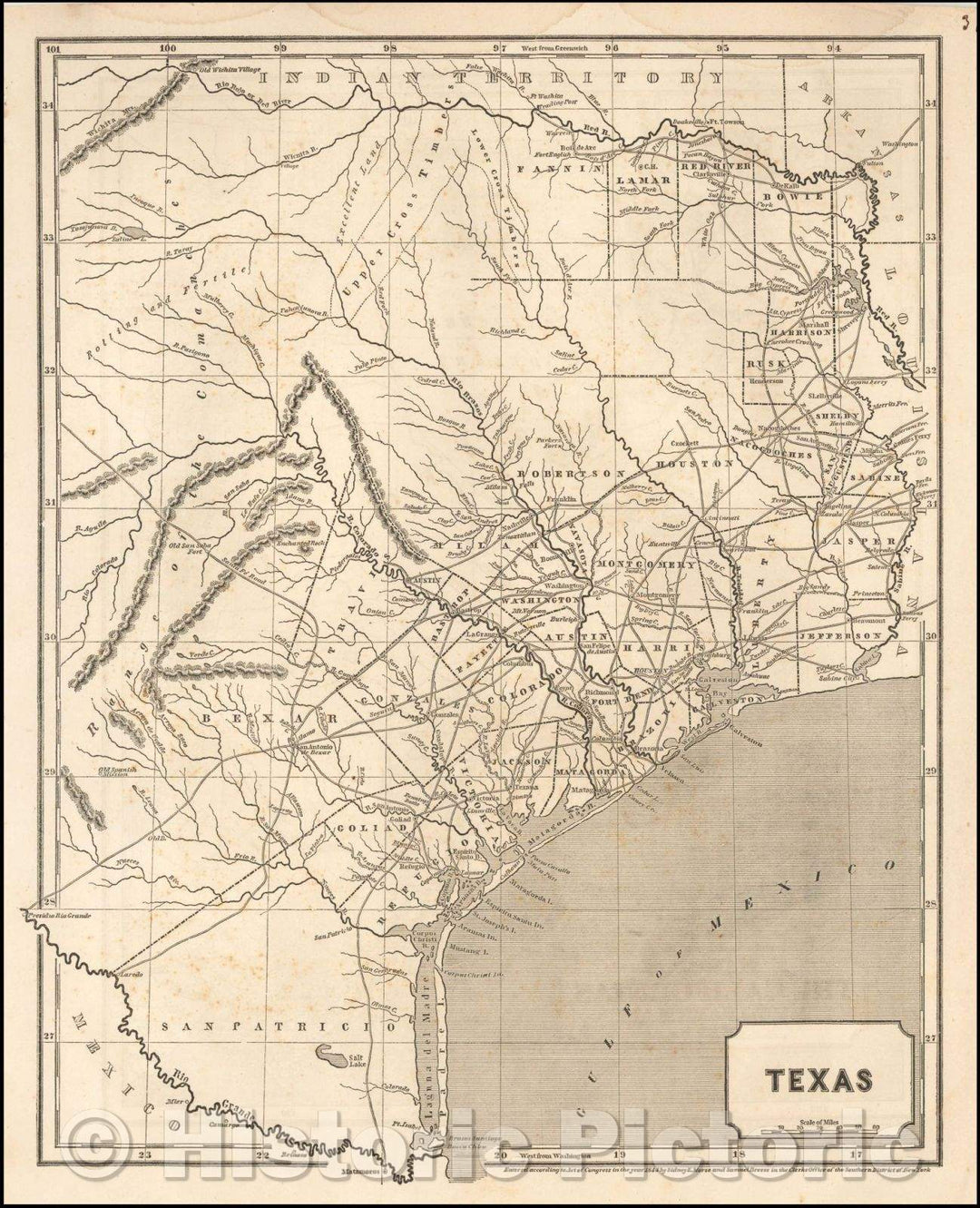 Historic Map - Texas (Republic of Texas!), 1844, Sidney Morse v1