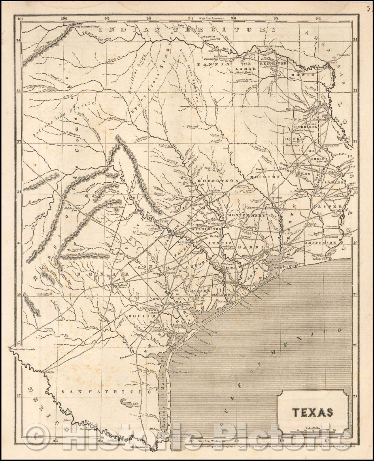Historic Map - Texas (Republic of Texas!), 1844, Sidney Morse v1
