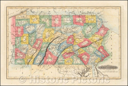 Historic Map - Pennsylvania, 1822, Fielding Lucas Jr. - Vintage Wall Art