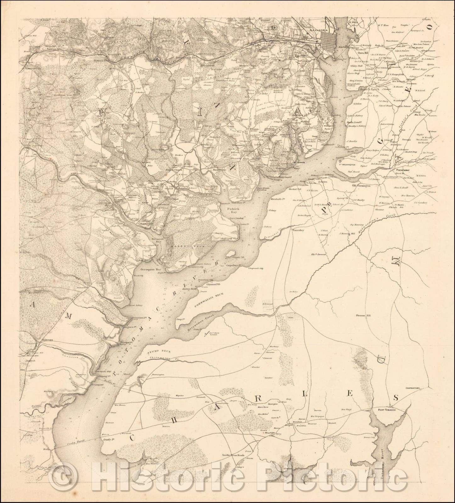 Historic Map - Lower Right Sheet, 1862, United States Bureau of Topographical Engineers - Vintage Wall Art