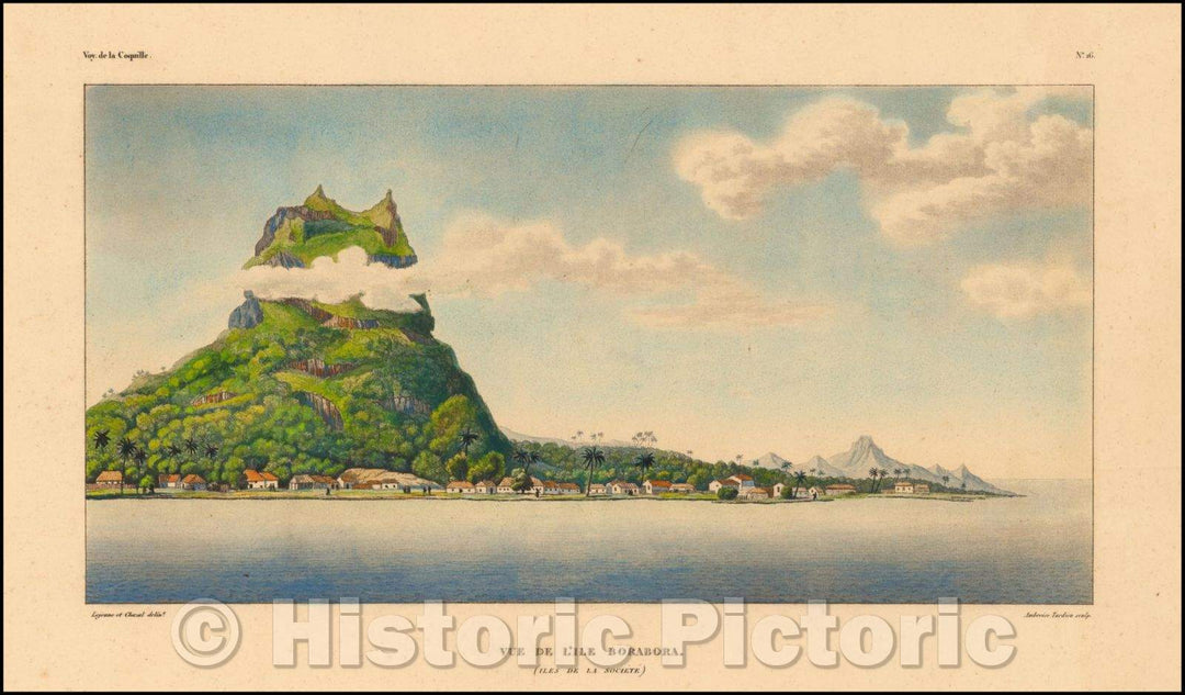 Historic Map - Vue de la Savannah fort moor - Georgie. etats-unis. / Pencil landscape of extended tour of North America, 1826, L.I. Duperrey - Vintage Wall Art