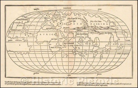 Historic Map - World, 1528, Benedetto Bordone - Vintage Wall Art