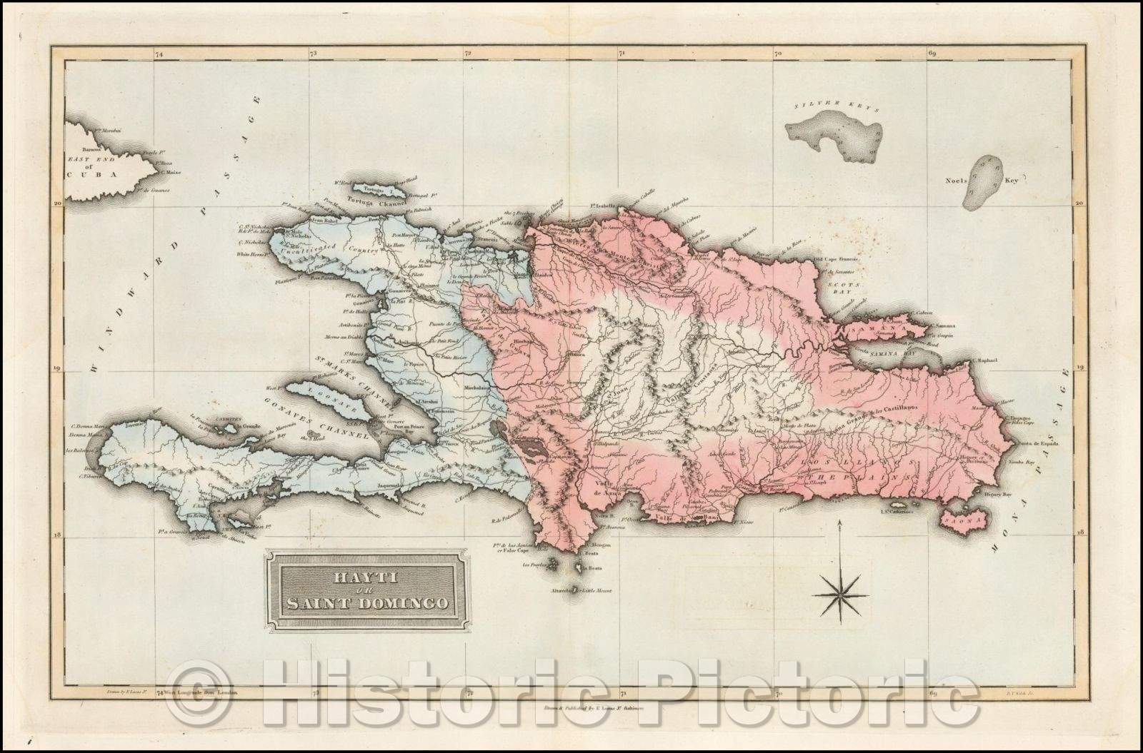 Historic Map - Hayti or Saint Domingo, 1822, Fielding Lucas Jr. v2