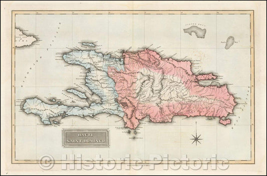 Historic Map - Hayti or Saint Domingo, 1822, Fielding Lucas Jr. v2