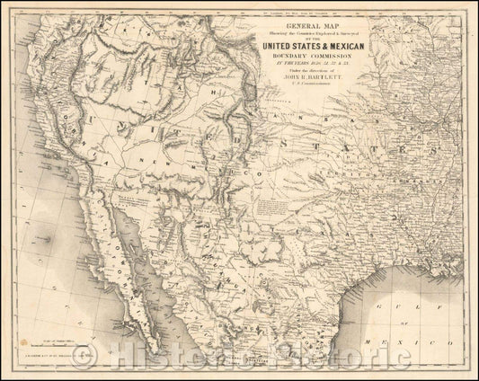 Historic Map - General Map Showing the Countries Explored & Surveyed, 1854, Joseph Hutchins Colton v1